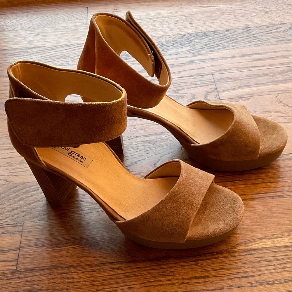 Paul Green Camel Suede Women's Heels